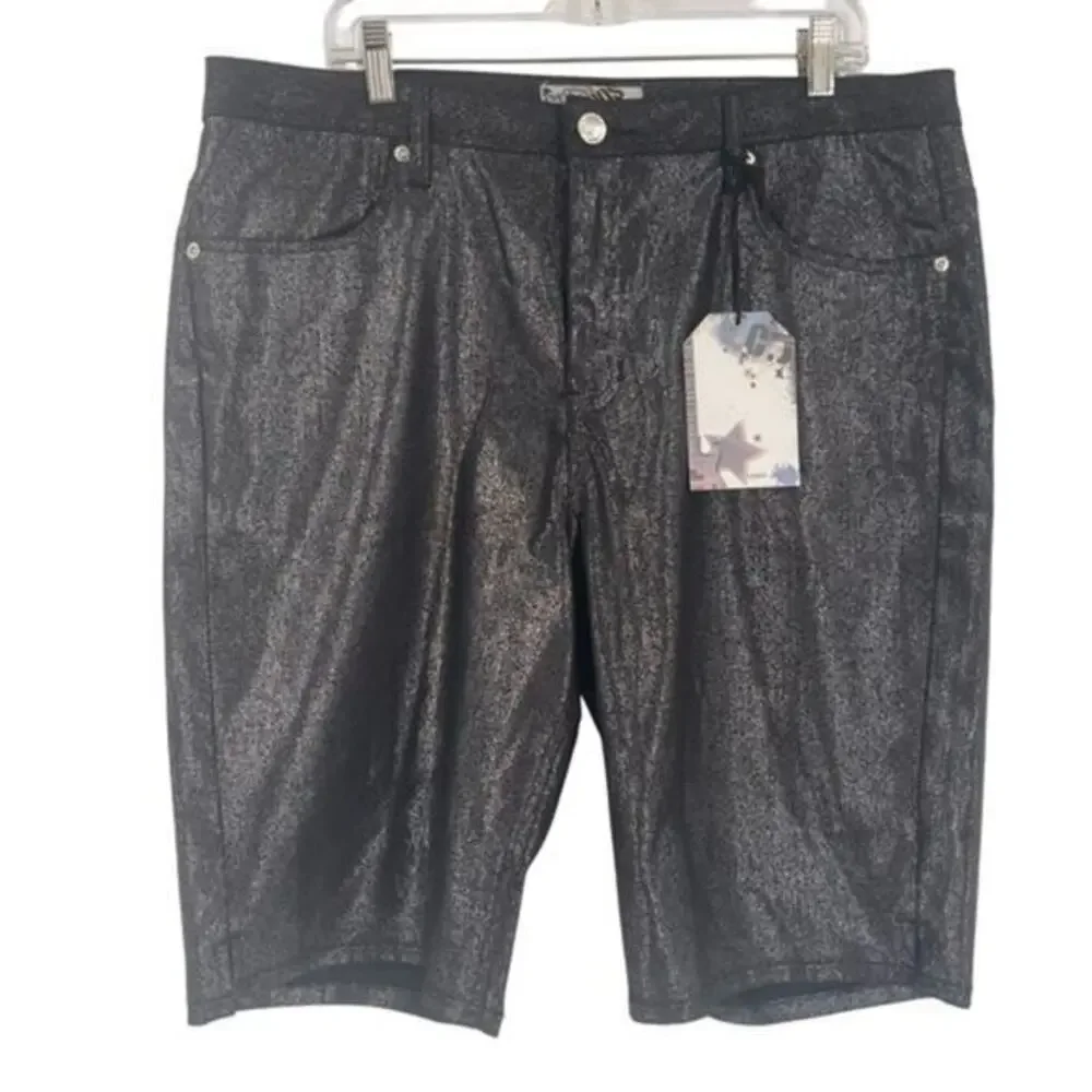 NWT Crest Metallic Studded Black Women's Bermuda Shorts size 19/20